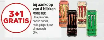 Bij aankoop van 4 blikken monster 50cl