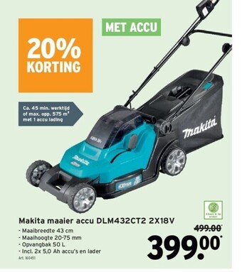 GAMMA Makita maaier accu dlm432ct2 2x18v aanbieding