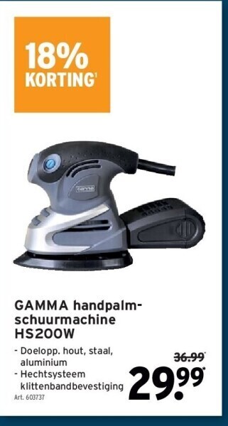 GAMMA Gamma handpalm- schuurmachine hs200w aanbieding