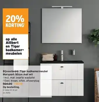 GAMMA Tiger badkamermeubel maryport 80cm mat wit aanbieding