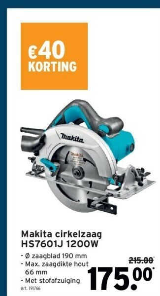 GAMMA Makita cirkelzaag hs7601j 1200w aanbieding