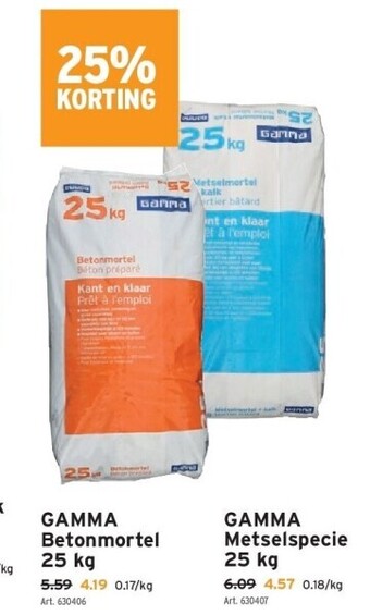 GAMMA Gamma betonmortel 25 kg aanbieding