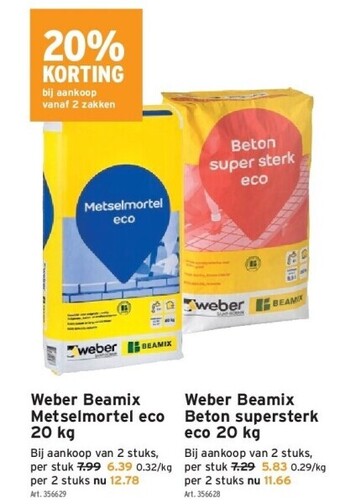 GAMMA Weber beamix metselmortel eco 20 kg aanbieding