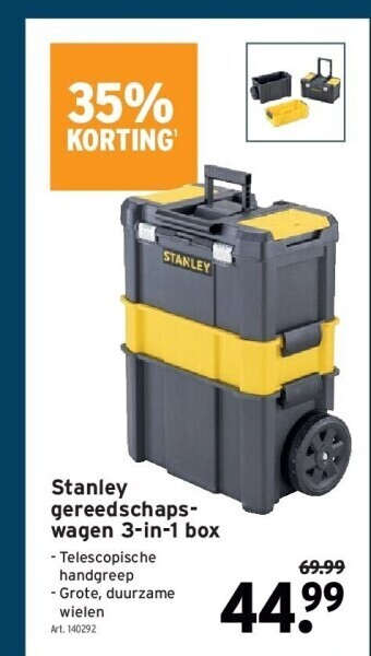GAMMA Stanley gereedschaps- wagen 3-in-1 box aanbieding