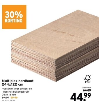 GAMMA Multiplex hardhout 244x122 cm aanbieding