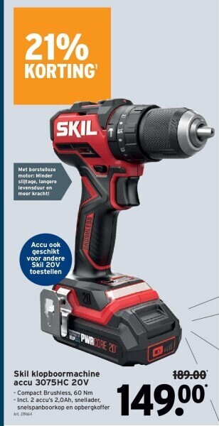 GAMMA Skil klopboormachine accu 3075hc 20v aanbieding