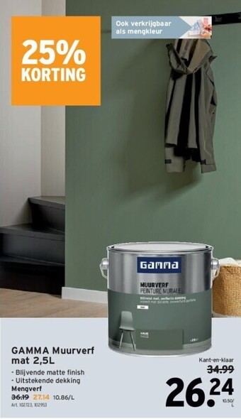 GAMMA Gamma muurverf mat 2,5l aanbieding
