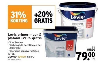GAMMA Levis primer muur & plafond +20% gratis aanbieding