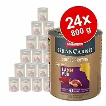 Zooplus 24x800g Adult Single Protein Supreme Animonda GranCarno Lam Puur Hondenvoer nat aanbieding