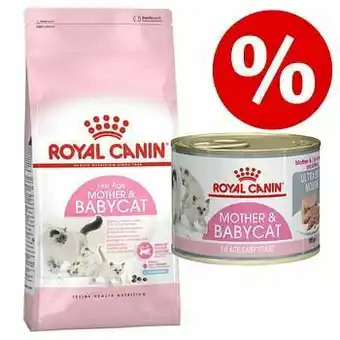 €5,- korting! 10 kg Royal Canin Droogvoer + Natvoer - 10 kg Mother & Babycat + 12 x 195 g First Age Mother & Babycat