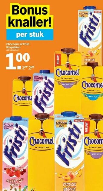 Albert Heijn Chocomel of fristi literpakken aanbieding