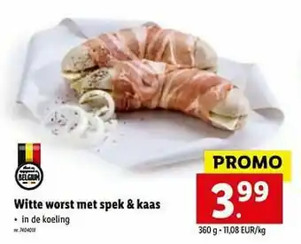 Lidl Witte worst met spek + kaas aanbieding