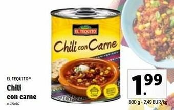 Lidl Chili con carne aanbieding