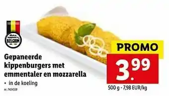 Lidl Gepaneerde kippenburgers met emmentaler en mozzarella aanbieding