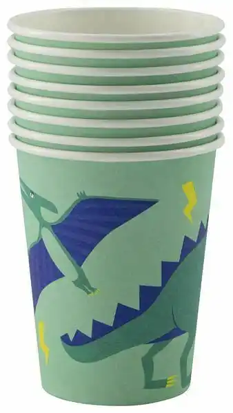HEMA HEMA Kartonnen Bekers 250ml Dino - 8 Stuks aanbieding