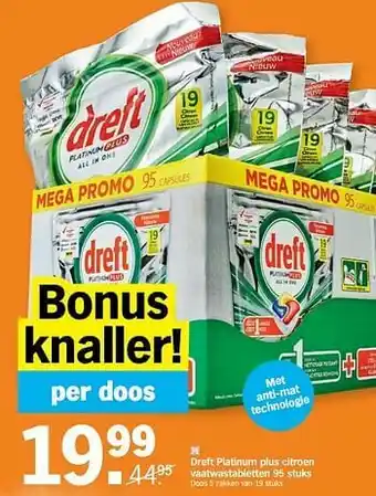 Albert Heijn Dreft platinum plus citroen vaatwastabletten aanbieding