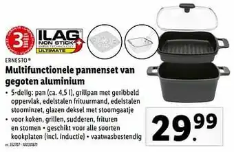 Multifunctionele pannenset van gegoten aluminium