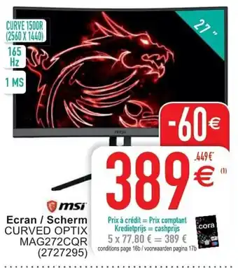 MSi Ecran/Scherm Curved Optix