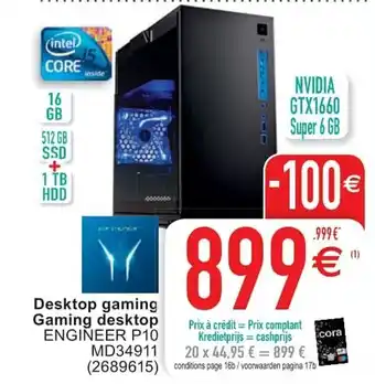 Cora Desktop gaming Engineer P10 MD34911 aanbieding
