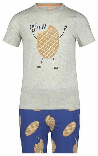 HEMA HEMA Kindershortama Stroopwafels Grijsmelange (grijsmelange) aanbieding