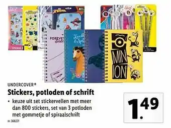 Lidl Stickers, potloden of schrift aanbieding