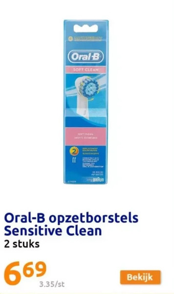 Action Oral-b opzetborstels sensitive clean 2 stuks aanbieding