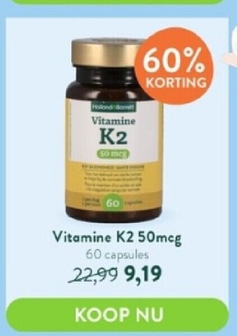 Holland & Barrett Vitamine k2 50mcg 60 capsules aanbieding