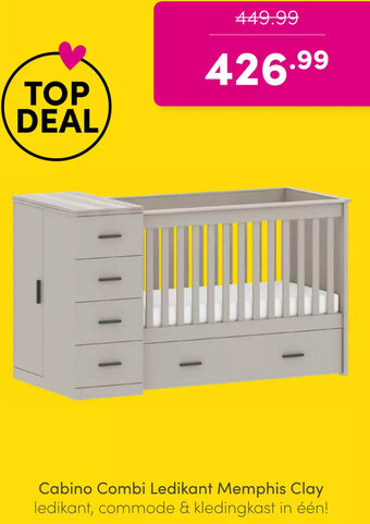 Baby & Tiener Cabino Combi Ledikant Memphis Clay aanbieding