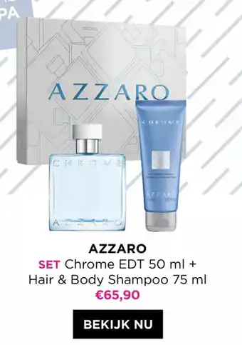 ICI PARIS XL AZZARO SET Chrome EDT 50 ml + Hair & Body Shampoo 75 ml aanbieding