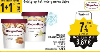 Cora HAAGEN-DAZS Roomijs Pint 2 x 460ml aanbieding