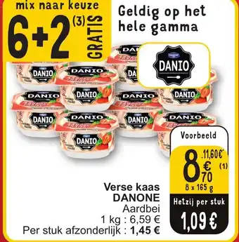 Cora DANONE Aardbei Verse kaas 8 x 165g aanbieding