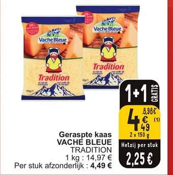 Cora VACHE BLEUE Tradition Geraspte kaas 2 x 150g aanbieding