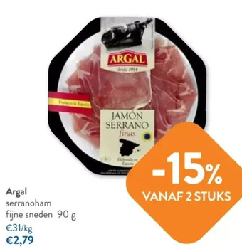 OKay Argal serranoham fijne sneden 90 g aanbieding