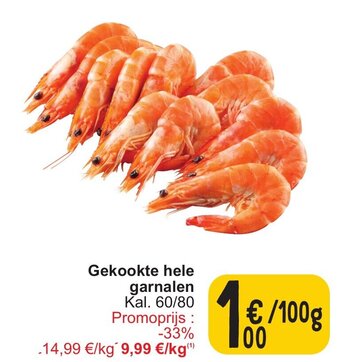 Cora Gekookte hele garnalen 100g aanbieding