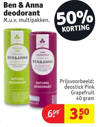 Kruidvat Ben & Anna deodorant aanbieding