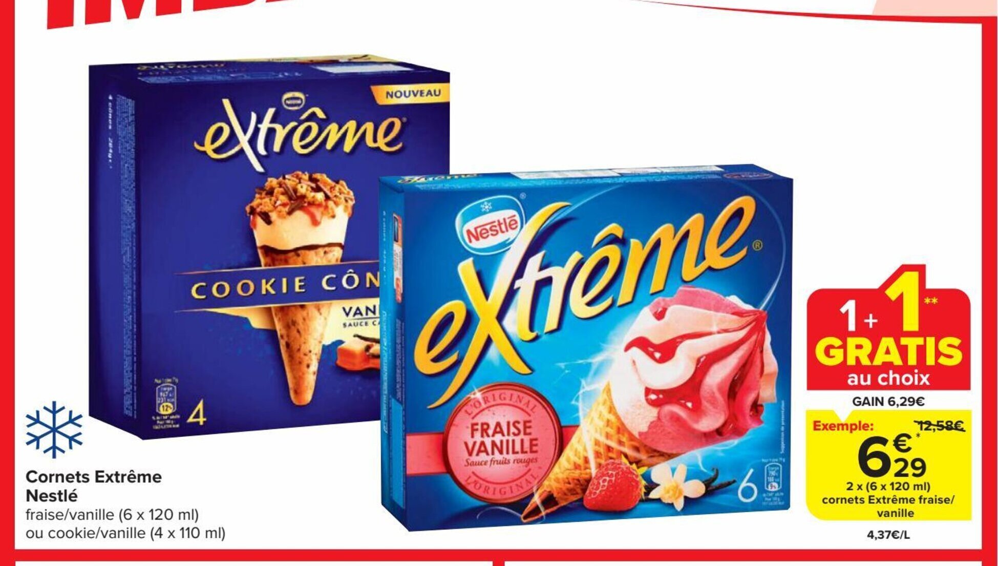 Extrême Nestlé fraise/vanille (6 x 120 ml) ou cookie/vanille (4