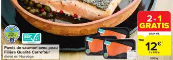 Pavés de saumon avec peau Filière Qualité 3x200 g