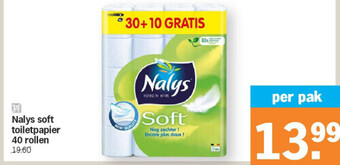 Albert Heijn Nalys soft toiletpapier 40 rollen aanbieding