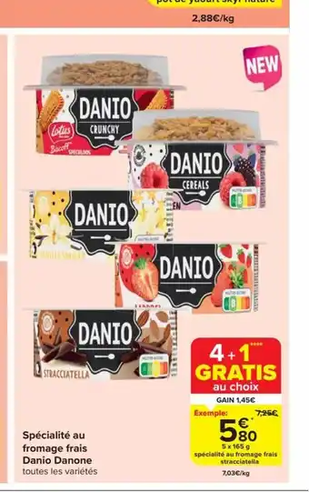 Carrefour Market Spécialité au fromage frais Danio Danone 5x165 g aanbieding