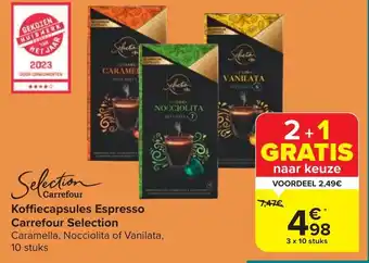 Carrefour Koffiecapsules Espresso Selection Caramella, Nocciolita of Vanilata, 10 stuks aanbieding