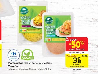 Carrefour Plantaardige charcuterie in sneetjes aanbieding
