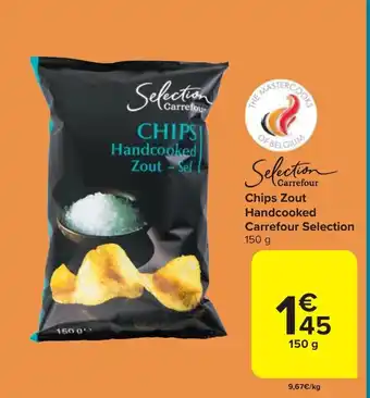 Carrefour Chips Zout Handcooked Selection 150 g aanbieding
