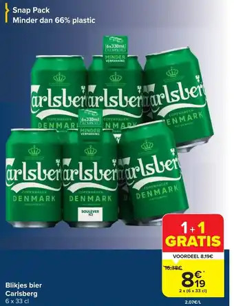 Carrefour Blikjes bier Carlsberg 6 x 33 cl aanbieding