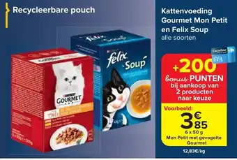 Carrefour Kattenvoeding Gourmet Mon Petit en Felix Soup 6 x 50 g aanbieding