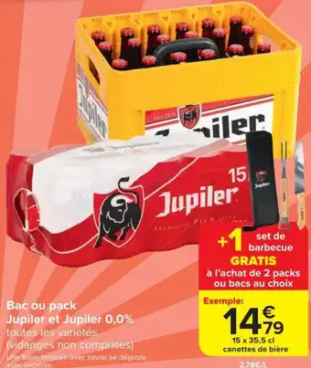 Carrefour Market Bac ou pack Jupiler et Jupiler 0,0% 15 x 35,5 cl aanbieding