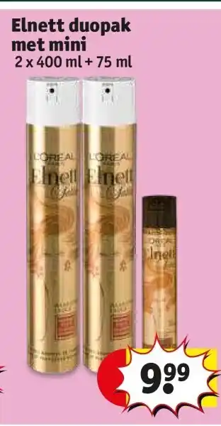 Kruidvat Elnett duopak met mini 2 x 400 ml + 75 ml aanbieding
