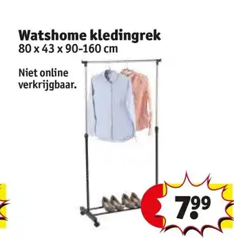Kruidvat Watshome kledingrek 80 x 43 x 90-160 cm aanbieding