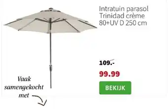 Intratuin Intratuin parasol trinidad crème 80+uv d 250 cm aanbieding