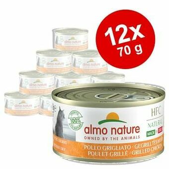 Zooplus Voordeelpakket Almo Nature HFC Natural Made in Italy 12 x 70g Kattenvoer Gegrilde Kip aanbieding