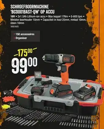HandyHome Black + decker schroefboormachine bcd001bast-qw op accu aanbieding
